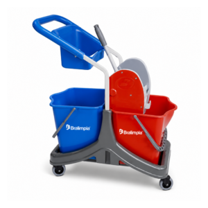 Balde com espremedor Bralimpia Doblô 50L Azul e Vermelho
