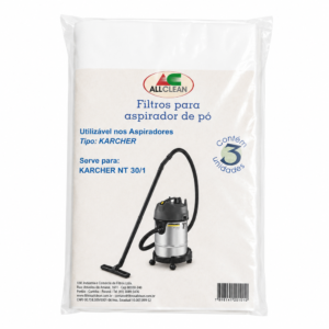 Kit Saco Descartável c/3 para Aspirador de Pó - Modelo Karcher 30/1