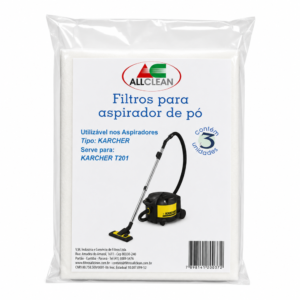 Kit Saco Descartável c/3 para Aspirador de Pó - Modelo Karcher T 201
