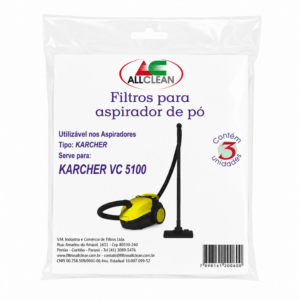Kit Saco Descartável c/3 para Aspirador de Pó - Modelo Karcher VC 5100