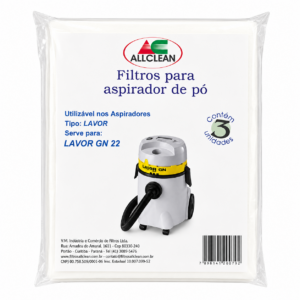 Kit Saco Descartável c/3 para Aspirador de Pó - Modelo Lavor GN-22