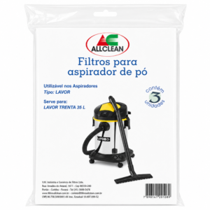 Kit Saco Descartável c/3 para Aspirador de Pó - Modelo Lavor Trenta 35L