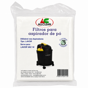 Kit Saco Descartável c/3 para Aspirador de Pó - Modelo Lavor VAC-14 / Power Duo