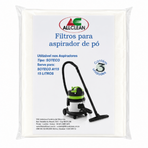 Kit Saco Descartável c/3 para Aspirador de Pó - Modelo Soteco/IPC A-115 (15 LTS)