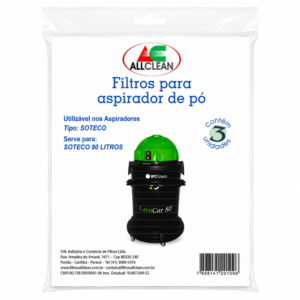Kit Saco Descartável c/3 para Aspirador de Pó - Modelo Soteco/IPC A-280 80L