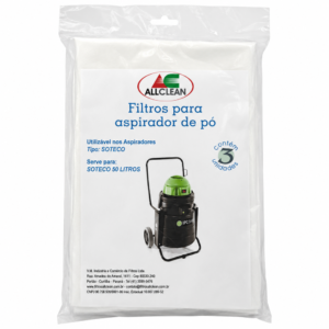 Kit Saco Descartável c/3 para Aspirador de Pó - Modelo Soteco/IPC Aspiracar 50L