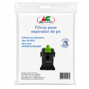 Kit Saco Descartável c/3 para Aspirador de Pó - Modelo Soteco/IPC ECO CLEAN 18L