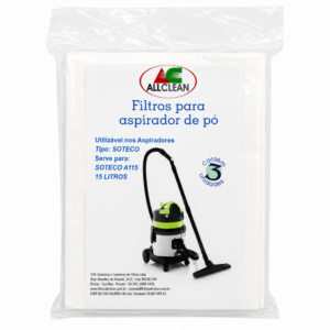 Kit Saco Descartável c/3 para Aspirador de Pó - Modelo Soteco/IPC 15L