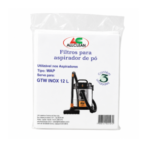 Kit Saco Descartável c/3 para Aspirador de Pó - Modelo WAP GTW Inox 12L