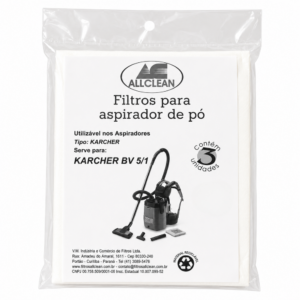Kit Saco Descartável c/3 para Aspirador de Pó - Modelo Karcher BV 5/1