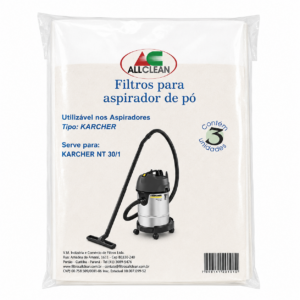 Kit Saco Descartável c/3 para Aspirador de Pó - Modelos Karcher NT 10/1 - 12/1 - 30/1