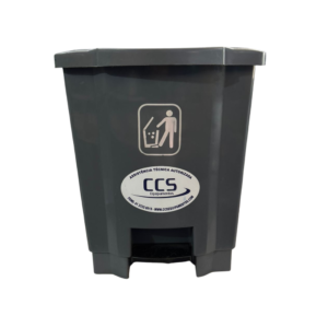 Lixeira com pedal preto 36L - Cinza